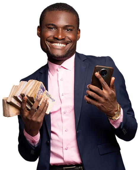 black guy with money in hand