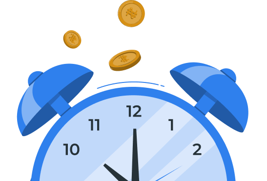 flying naira coins with a clock